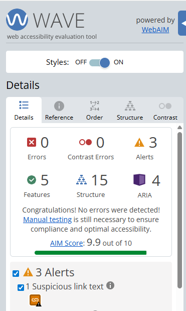 WAVE highlighting links with unclear purpose
